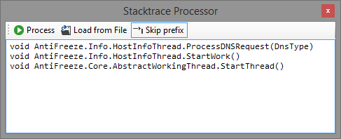 Stacktrace processing result
